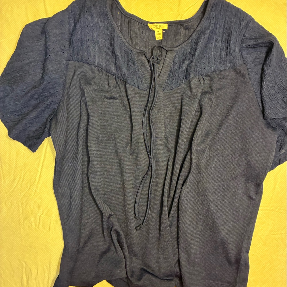Coldwater Creek Charcoal Blouse with Textured Sleeves